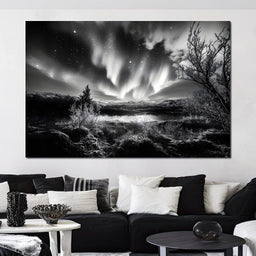 Monochrome Celestial Night's Embrace - NicheCanvas