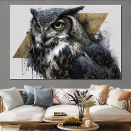 Golden Eyed Owl Portrait - NicheCanvas