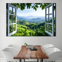 Open Window Over Terraced Valleys - NicheCanvas