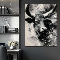 Monochrome Bull Force Unleashed - NicheCanvas