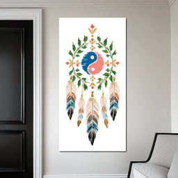 Boho Yinyang Feather Balance - NicheCanvas