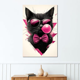 Chic Feline Bubblegum Bliss - NicheCanvas