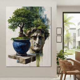 Blue Urn And Stone Head Grove - NicheCanvas