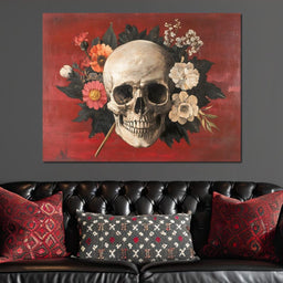 Skull and Floral Reverie - NicheCanvas