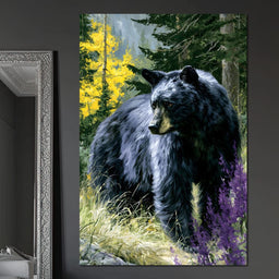 Solitary Forest Black Bear Rises - NicheCanvas