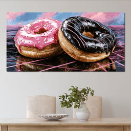 Cosmic Confectionery Over Neon Grids - NicheCanvas