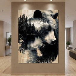 Wild Pines Bear Reflection - NicheCanvas