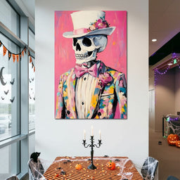 Floral Dapper Skeleton Elegance - NicheCanvas