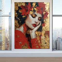 Golden Petals Dreaming Beauty - NicheCanvas