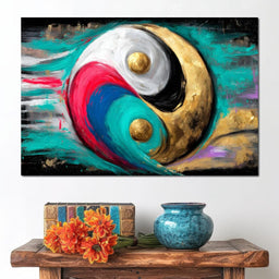 Golden Yinyang Energy Flow - NicheCanvas