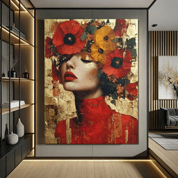 Golden Radiant Floral Muse - NicheCanvas