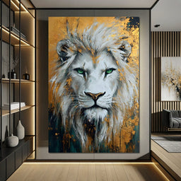Majestic Lion Gold Radiance - NicheCanvas