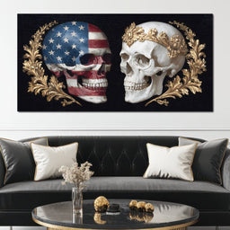 Patriotic Skulls Regal Duel - NicheCanvas