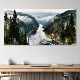 Where The Mountain River Bends - NicheCanvas