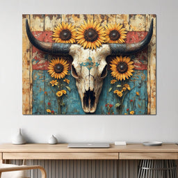 Sunflower Skulls Vintage Charm - NicheCanvas
