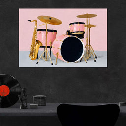 Golden Sax Pink Drum Groove - NicheCanvas