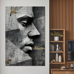 Monochrome Geometric Visage - NicheCanvas