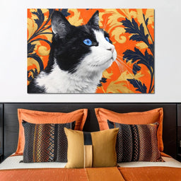 Golden Regal Feline Gaze - NicheCanvas