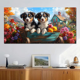 Puppy Paradise in Bloom - NicheCanvas