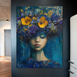 Floral Dreams in Indigo Depths - NicheCanvas