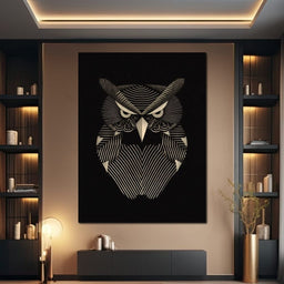 Golden Geometric Owl Guardian - NicheCanvas