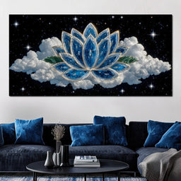 Celestial Lotus over Starlit Cloud - NicheCanvas
