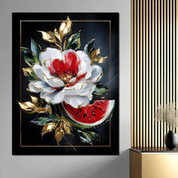 Golden Petals and Melon Muse - NicheCanvas