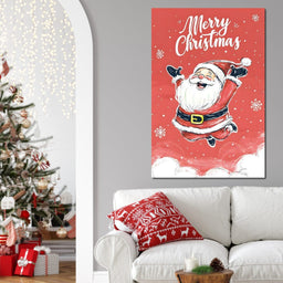 Joyful Santa Snowfall Holiday - NicheCanvas