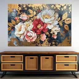Golden Royal Flowers - Wildrose Creations - NicheCanvas