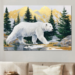 Majestic Polar Bear Wilderness Stroll - NicheCanvas