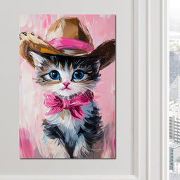 Cowboy Kitten Pink Bow Charm - NicheCanvas