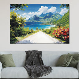 Ocean Path to Tranquil Peaks - NicheCanvas