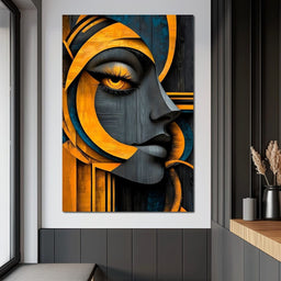 Golden Abstraction Odyssey - NicheCanvas