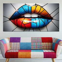 Chromatic Mosaic Lips Fantasy - NicheCanvas