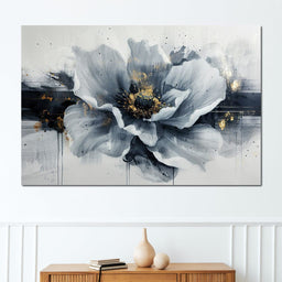 Golden Flecks on Monochrome Petals - NicheCanvas