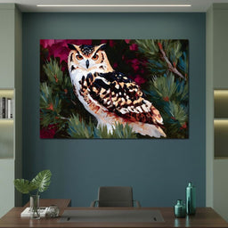 Autumn Pines Watchful Owl - NicheCanvas