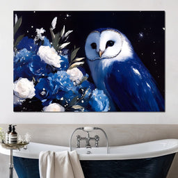 Nocturnal Blossom Owl Sentinel - NicheCanvas