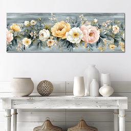Floral Harmony on Weathered Wood - NicheCanvas