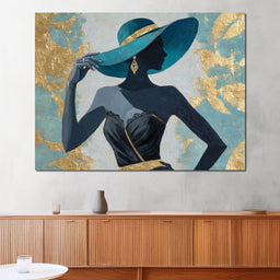 Golden Teal Elegance Lady - NicheCanvas