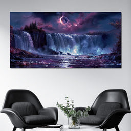 Eclipse Over Lavender Falls - NicheCanvas