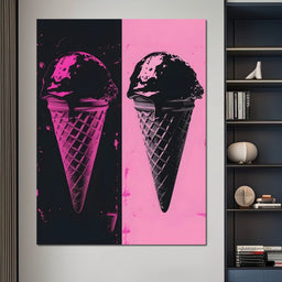 Black Pink Ice Cream Cones - NicheCanvas