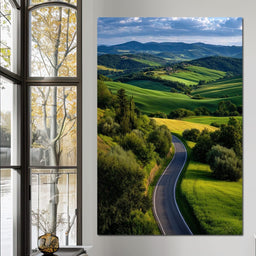Sunlit Valley Roadscape - NicheCanvas