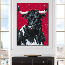 Bold Horned Bull Portrait - NicheCanvas