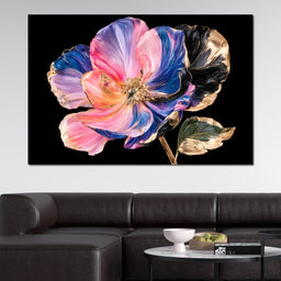 Gilded Petals Unfolding Into Night - NicheCanvas