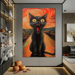 Terrified Black Cat Sunset Swirl - NicheCanvas