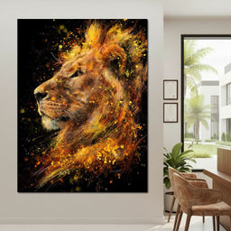 Majestic Lion Firestorm Portrait - NicheCanvas