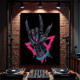 Neon Skeleton Rock Hand Sign - NicheCanvas