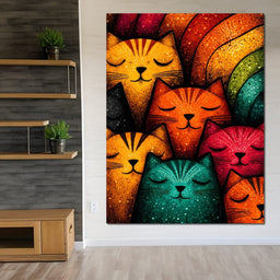 Dreamy Feline Kaleidoscope - NicheCanvas