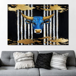 Golden Bull Radiance in Forest - Alicia Smith - NicheCanvas