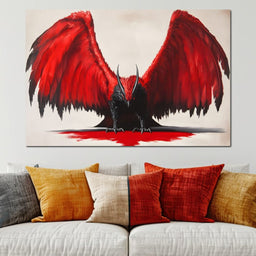 Fiery Wings Shadowed Sentinel - NicheCanvas